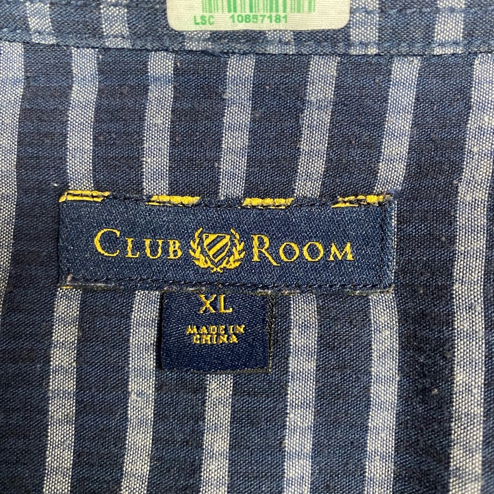 Club Room Short Sleeve Men's Blue Striped Shirt XL - Picture 3 of 4